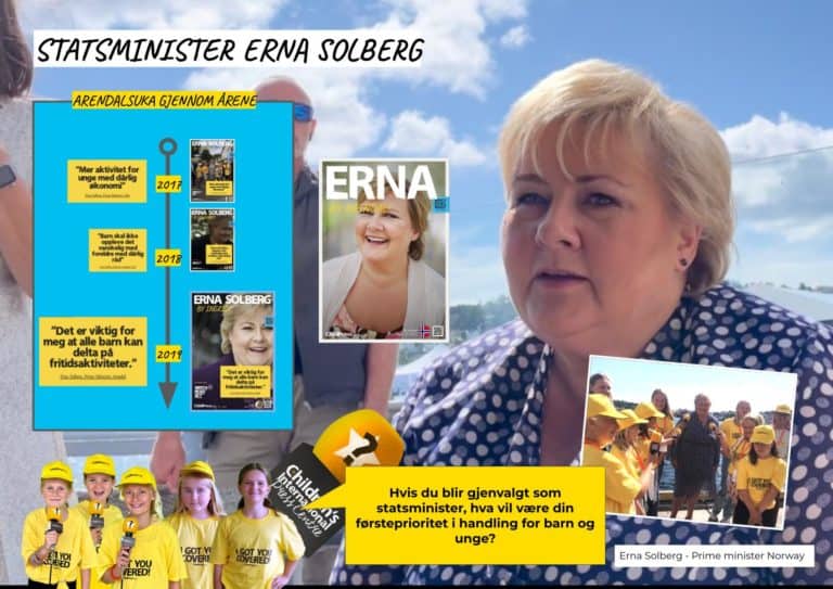 Erna Solberg interviewed by ChildPress at Arendalsuka 2021